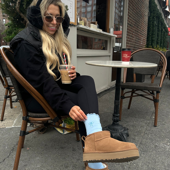 Embroidered ruffle workout socks