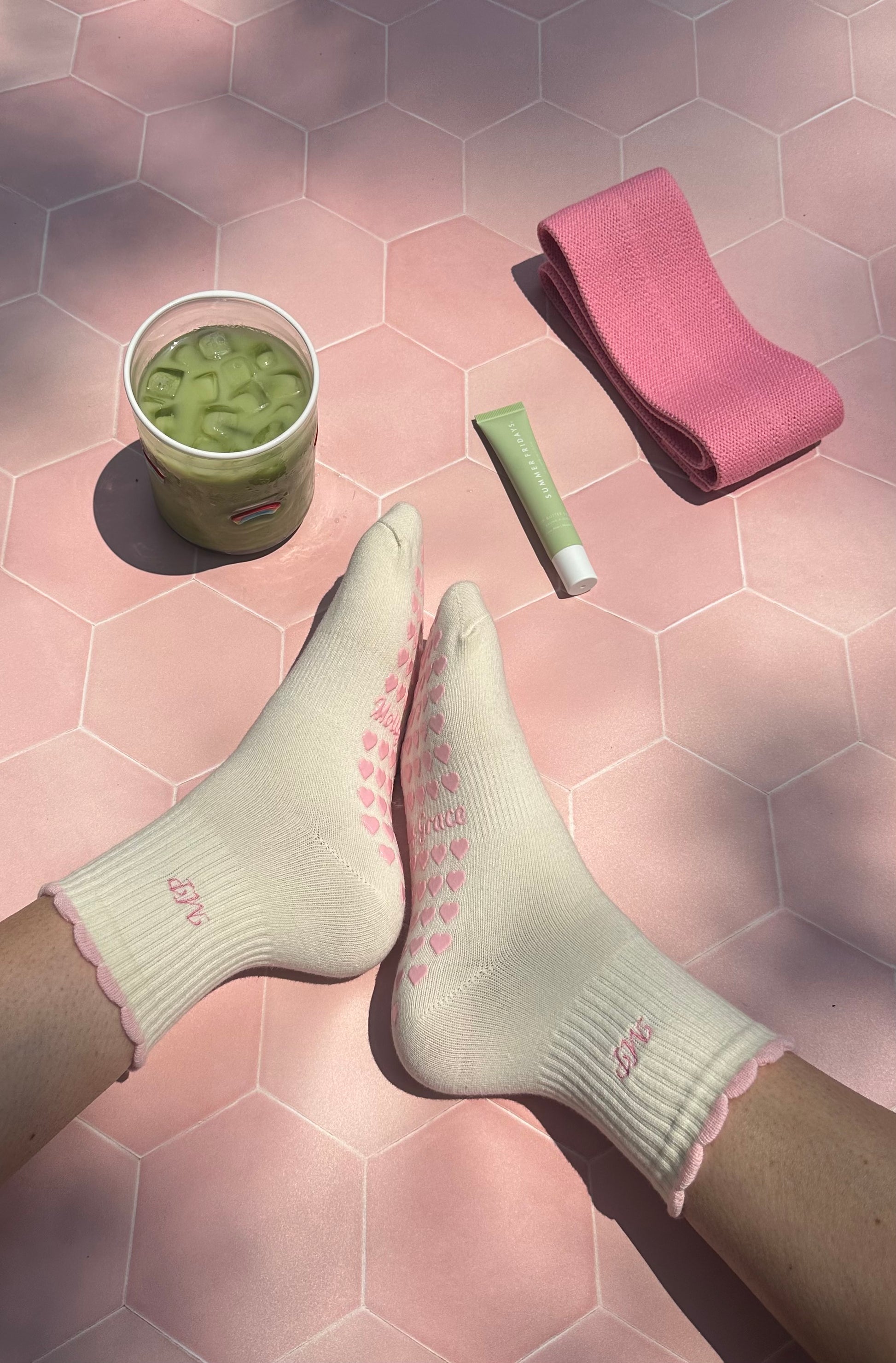 Light pink Pilates grips