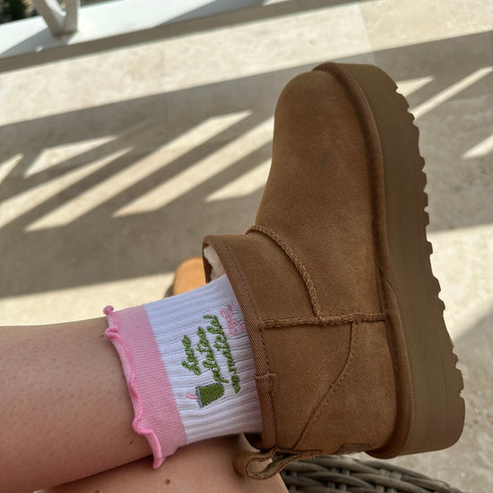 Pink matcha Pilates socks
