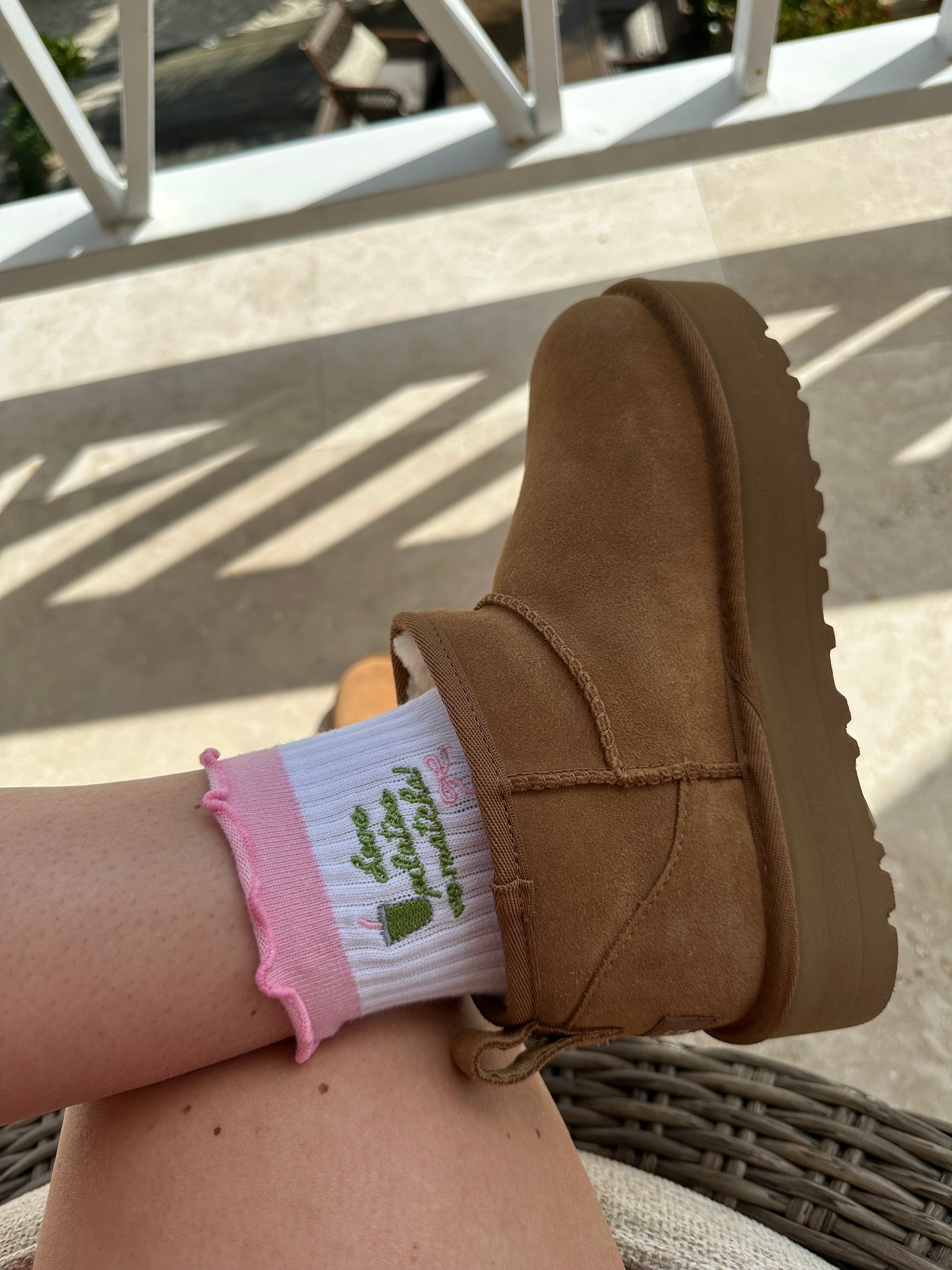 Pink matcha Pilates socks