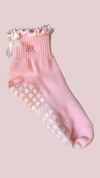 Pink White Grip Socks