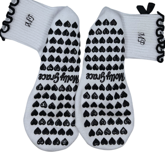 Black white bow socks