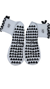 Black white bow socks