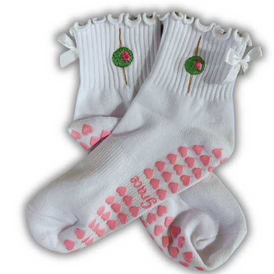 White ruffle grip socks