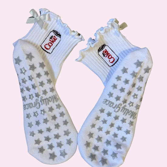 Pilates themed grip socks
