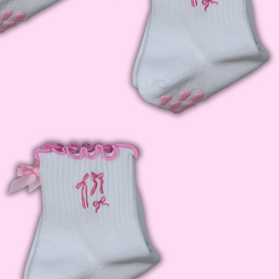 Pink heart grip socks