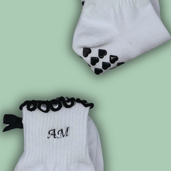 Black bow grip socks