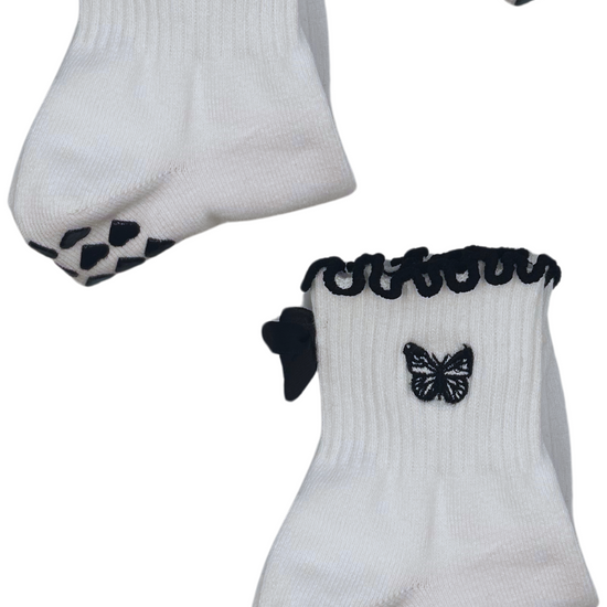 Black butterfly grip socks