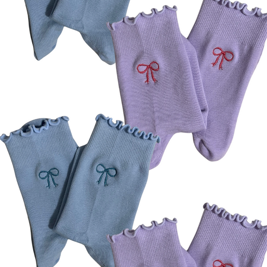 Ruffle bow grip socks