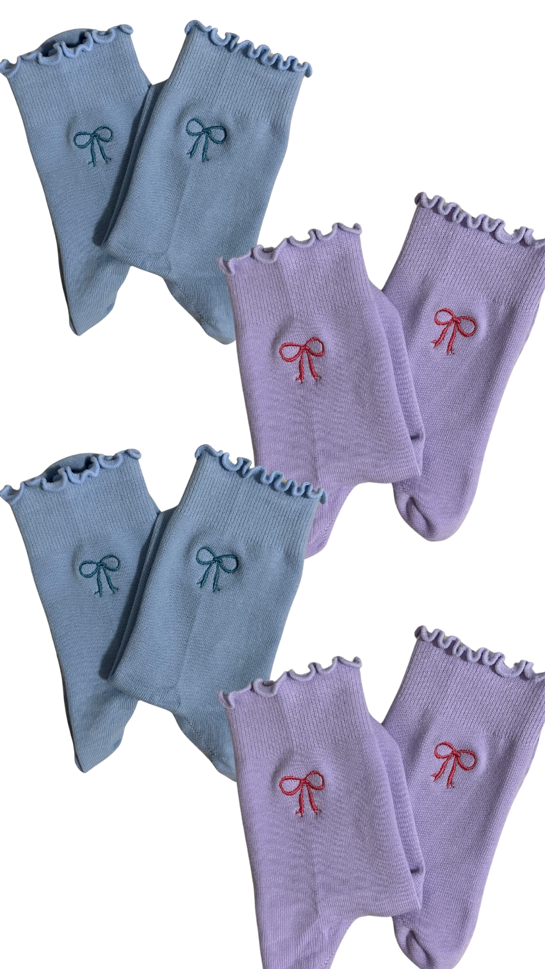 Ruffle bow grip socks