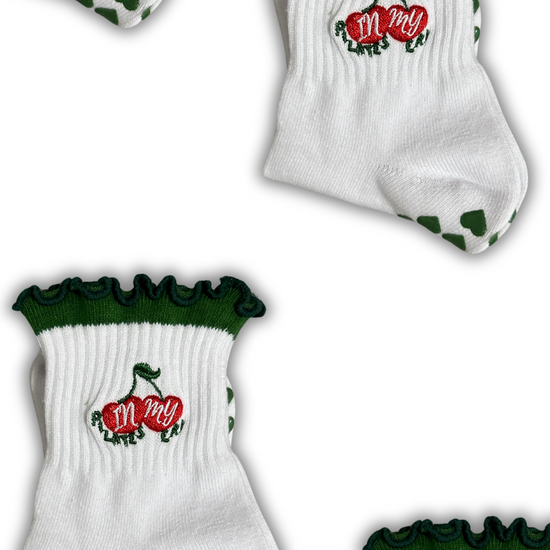 Cherry themed Pilates socks