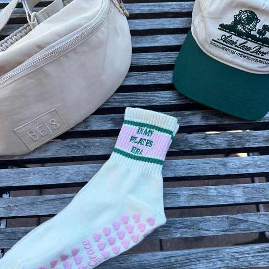 Pink green Pilates socks
